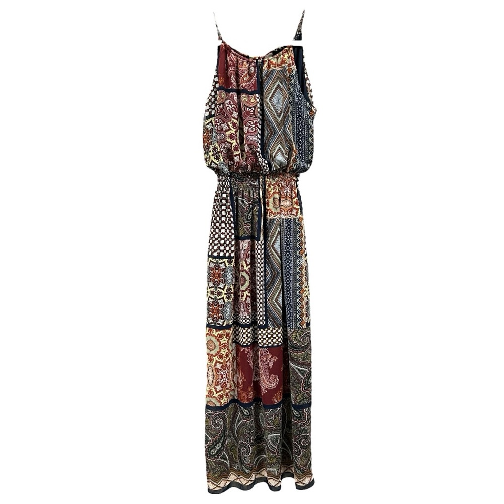 En Focus Women’s Bohemian‎ Patchwork Sleeveless Blouson Maxi Dress Sz 8